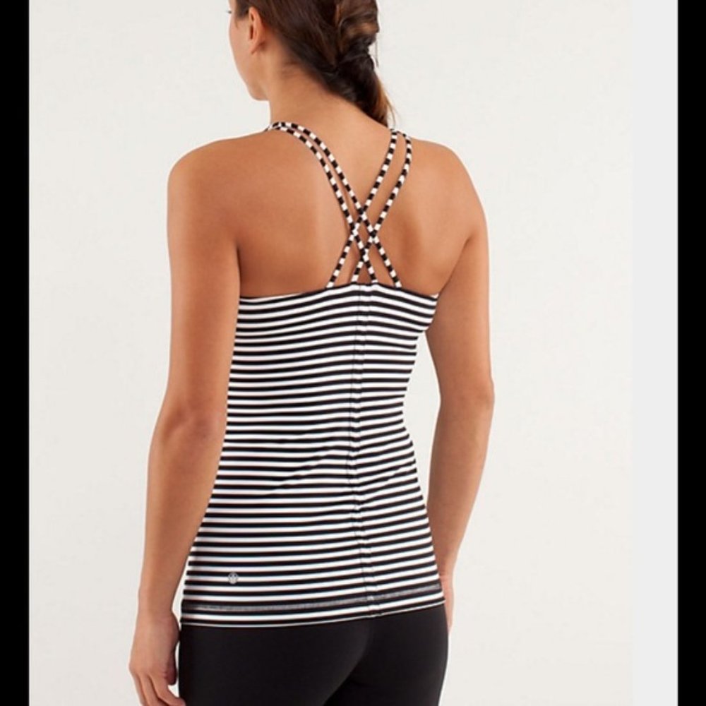 LULULEMON Free to Be Black White Stripe Tank